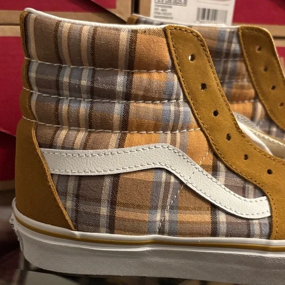 Vans Sk8-Hi Tops Plaid Wood Thrush Women’s Sizes - Picture 4 of 11